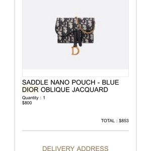 Saddle Nano Dior pouch with detachable chain